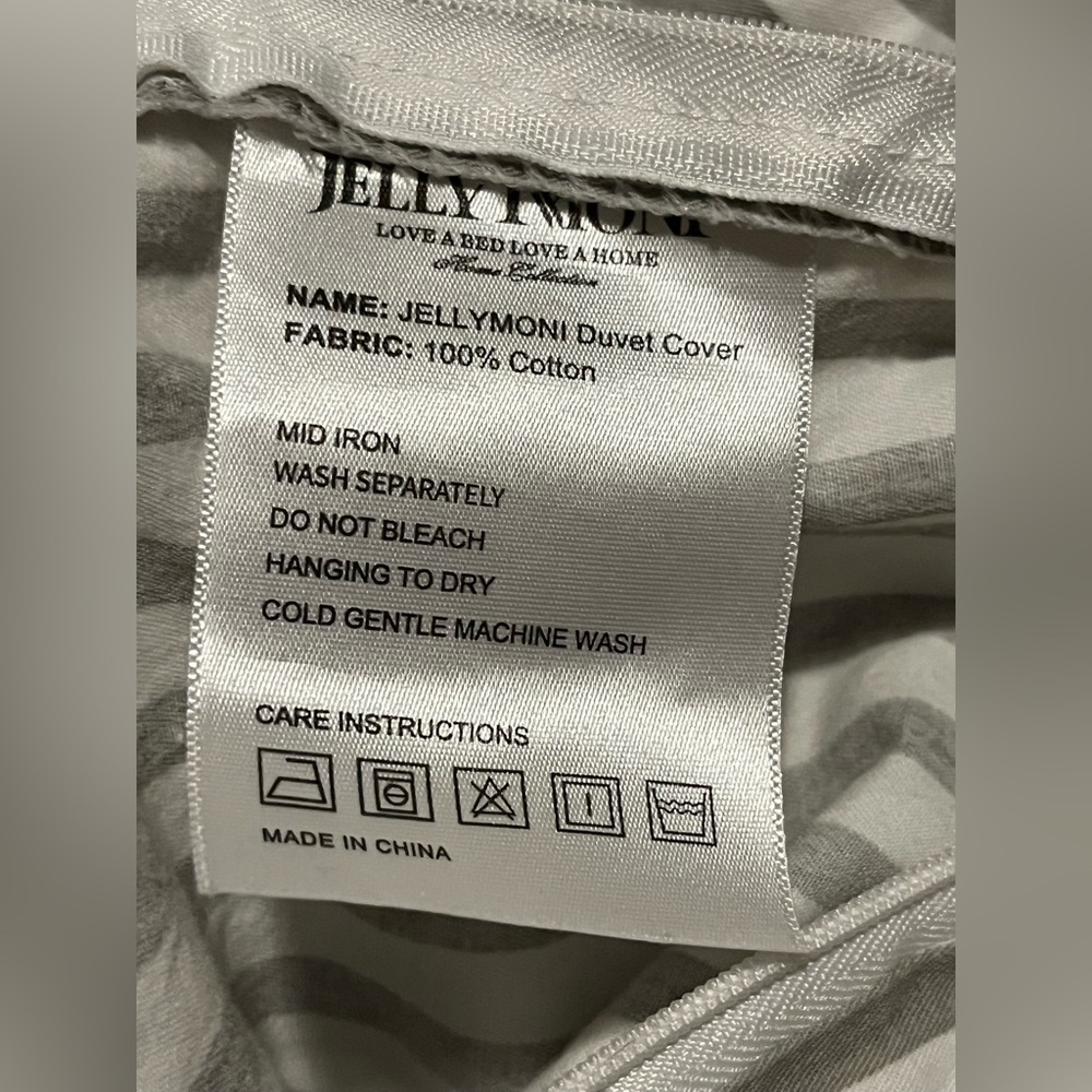 Jellymoni~Striped Gray Cotton Duvet ~ King ~ 100% Cotton - Picture 9 of 9